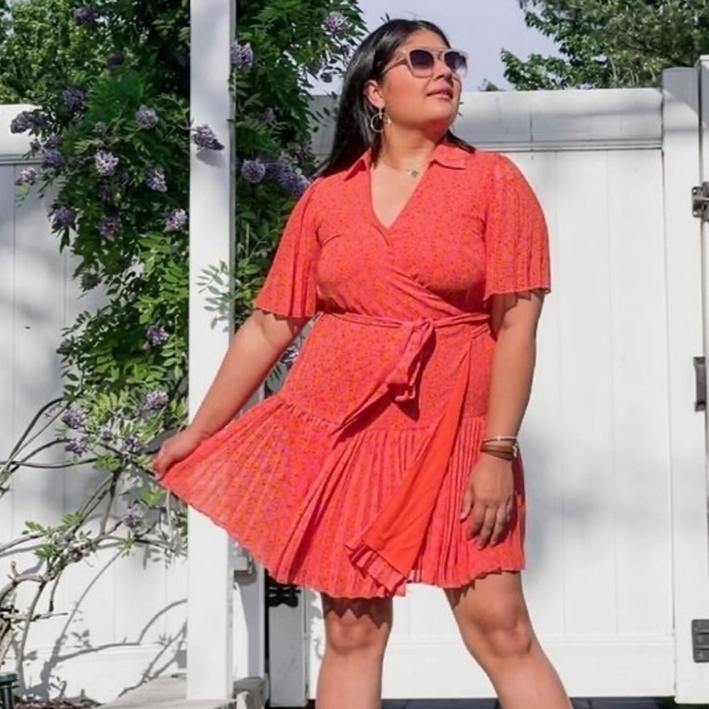 Alexis x Target Orange Pleated Wrap Dress Plus Size 2X